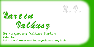 martin valkusz business card